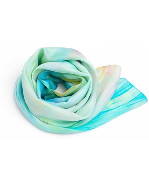Silk and Bears Pastel Brushstroke Silk Scarf – Hand-Dyed Mulberry Silk - Blue
