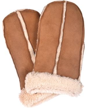 Owen Barry Sheepskin Split Mittens Tan Cream Curly - Brown