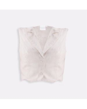 REISTOR Cropped Cotton Tweed Vest - Pink