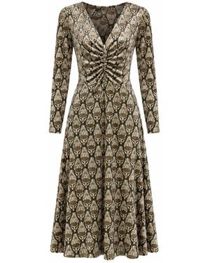 Traffic People Celestial Nights Print Long Sleeve Harper Midi Dress - Natural