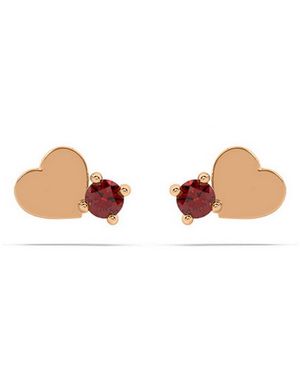 Onia Ruby Heart Studs - Metallic