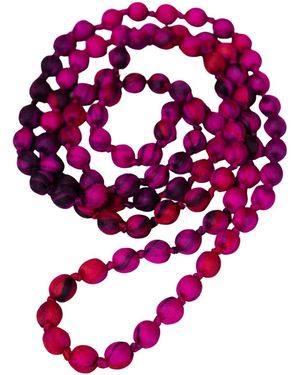 Silk and Bears Fuchsia Brushstroke Silk Necklace- Hand Wrapped And Knotted - Pink