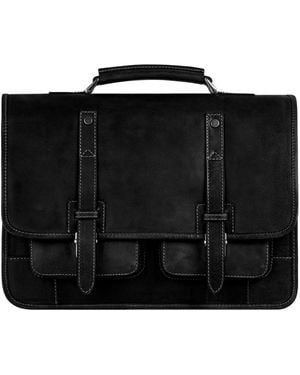 Time Resistance Leather Briefcase Backpack - Black
