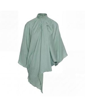 BLUZAT Mint Asymmetric Elegant Blouse - Blue