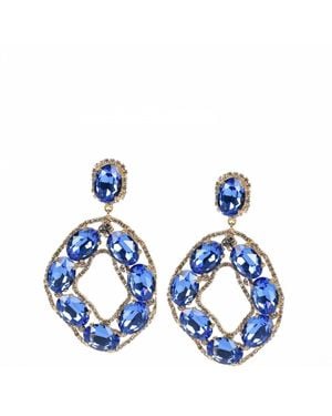 Addicted Vega Dangle Earrings With Crystals Plated - Blue