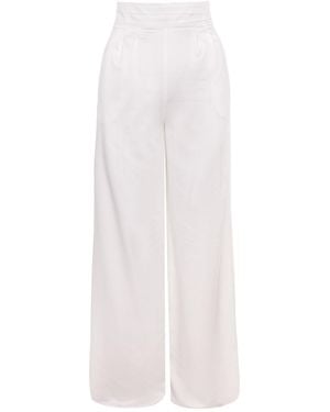 AVENUE No.29 Satin High Rise Wide Leg Pants - White