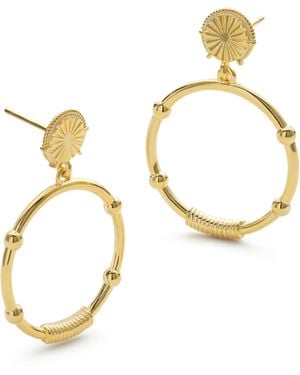 Elk & Bloom Chunky Sunburst Drop Halo Stud Earrings - Metallic