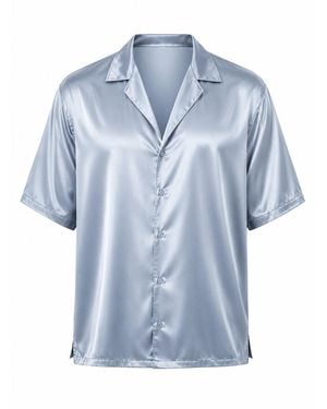 Hustle Pearl Satin-Shirt - Blue