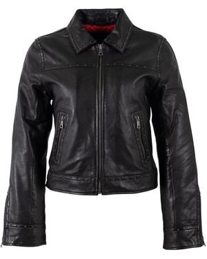 Mauritius Streamlined Studded Leather Jacket Mellus - Black
