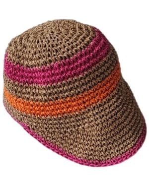 Springmoonatelier Handmade Raffia Crochet Sun Hat – - Red