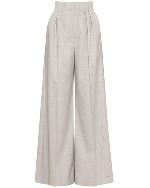 Nissa Embellished Wide-Leg Pants - Gray