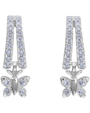 BLOOMTINE | Earth Angel HQ Enchanting Flutterfly Sterling Butterfly Huggies - White