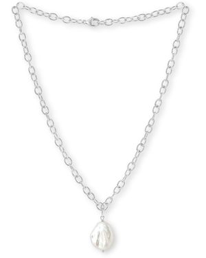 Pearls of the Orient Online Decus Keishi Pearl Drop Necklace On Oval Link Chain - Metallic