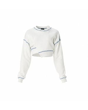Gao Republic Sweatshirt Cropped With Asymmetric Hem Jersey - White