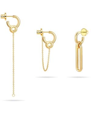 Meulien Mismatched Geometric Link Earrings - Metallic