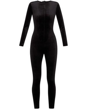 LIA ARAM Long-Sleeved Velvet Jumpsuit - Black