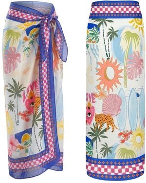 LOVEIST STORE Mercy Tropical Printed Pareo Sarong - Blue