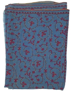Kaminee Pure Cashmere Stole With Jaal Hand Embroidery - Blue
