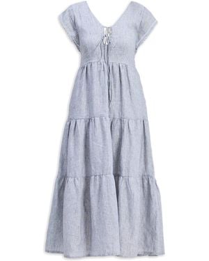 REISTOR Maxi Tired Dress With Front-Ties - Blue