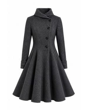 Nikka Place Wool Winter Princess Coat With Buttons - Black