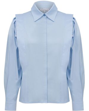 Maan Istanbul Shirt With Hidden Buttoned Flywheel Detail - Blue