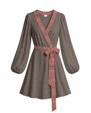 Artemis Muse One Of A Kind Recyled Wrap Mini Dress - Brown