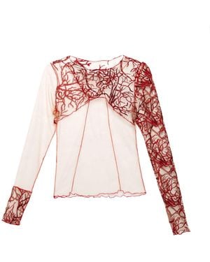 Paloma Lira Neutrals Veins Top - Red