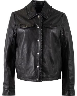 Mauritius Leather Shacket Frill Collar Limma - Black