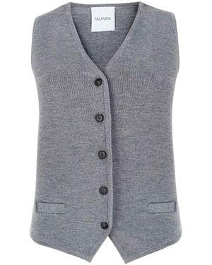 SALANIDA Galante Knitted 100% Merino Waistcoat - Grey