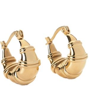 Elk & Bloom High Hoops Chunky Teardrop 14K Ringed Hoops - Metallic