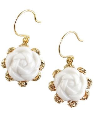 POPORCELAIN Everyday Porcelain Camellia Flower Charm Earrings - Metallic