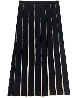 Roch Perel Neutrals Cream Inner Pleat Knitted Skirt - Blue