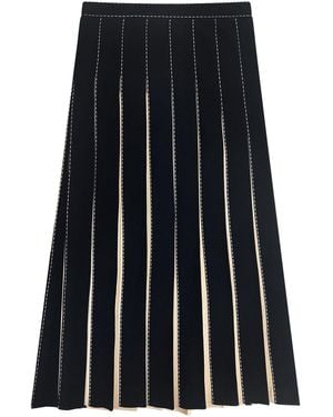 Roch Perel Neutrals Cream Inner Pleat Knitted Skirt - Blue