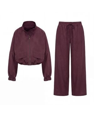 BLUZAT Minimalist Plum Urban Set - Purple