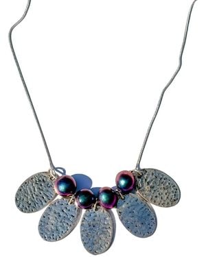 Babaloo Petal Fan Necklace With Hand-Rolled Iridescent Beads - Multicolour