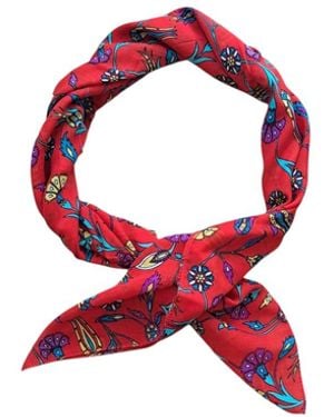 Springmoonatelier Fire Floral Cotton Scarf – Special Design - Red