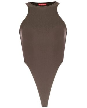 No'design Back Cut-Out Khaki Bodysuit - Brown