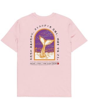 Anchor and Crew Cotton Think Ocean Eight Japan Gurafiku Organic Cotton T-Shirt - Pink