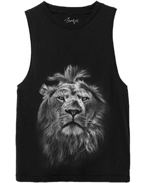Zenzee Lion Animal Print Tank Top - Black