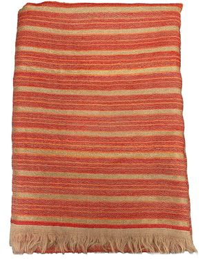 Babs Boutique NYC Cashmere Stole With Metallic Thread Stripes - Red