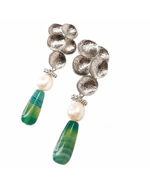 Way to Chic Cascade Earrings With Pearl And Agate Drops - Multicolour