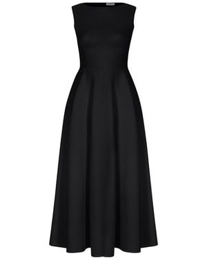 Avenue 8 Flared Mid-Length Crepe Dress - Black