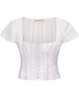 NUAJE NUAJE Lynn Square Neck Button Top - White