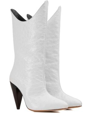 Rosamund Muir London Venezia Ostrich Print Boots - White