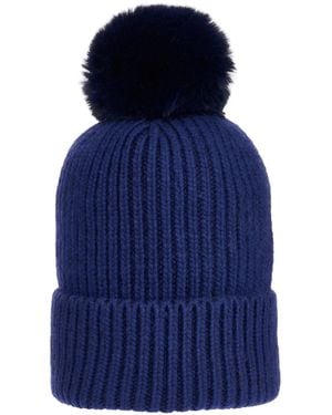 At Last Chunky Six Ply Cashmere Hat - Blue