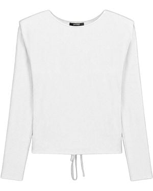Nocturne Eyelet Lace Up Blouse - White