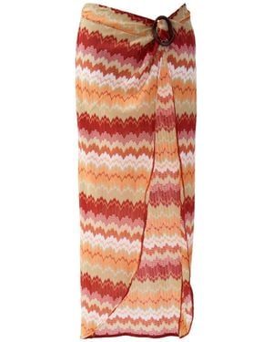 Aulala Paris Sunset Waves Broderie Beach Sarong - Orange