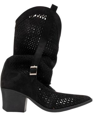 Prologue Shoes Larry Elasticated Block Heel Boot - Black