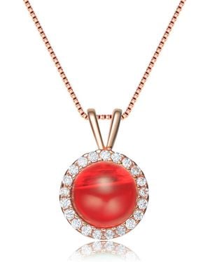 Genevive Jewelry Rose Dark Rose Plated Pendant - Red