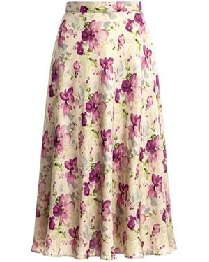 Stovaria Cotton Silk Ankle-Length A Line Skirt - Pink